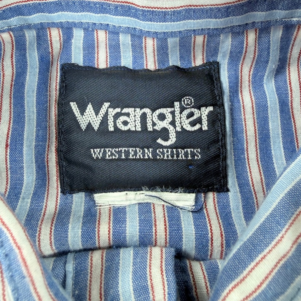 Lot of 2 Vintage Wrangler Pearl Snap Western Shirts Men Large Stripe Lightweight - Picture 8 of 9